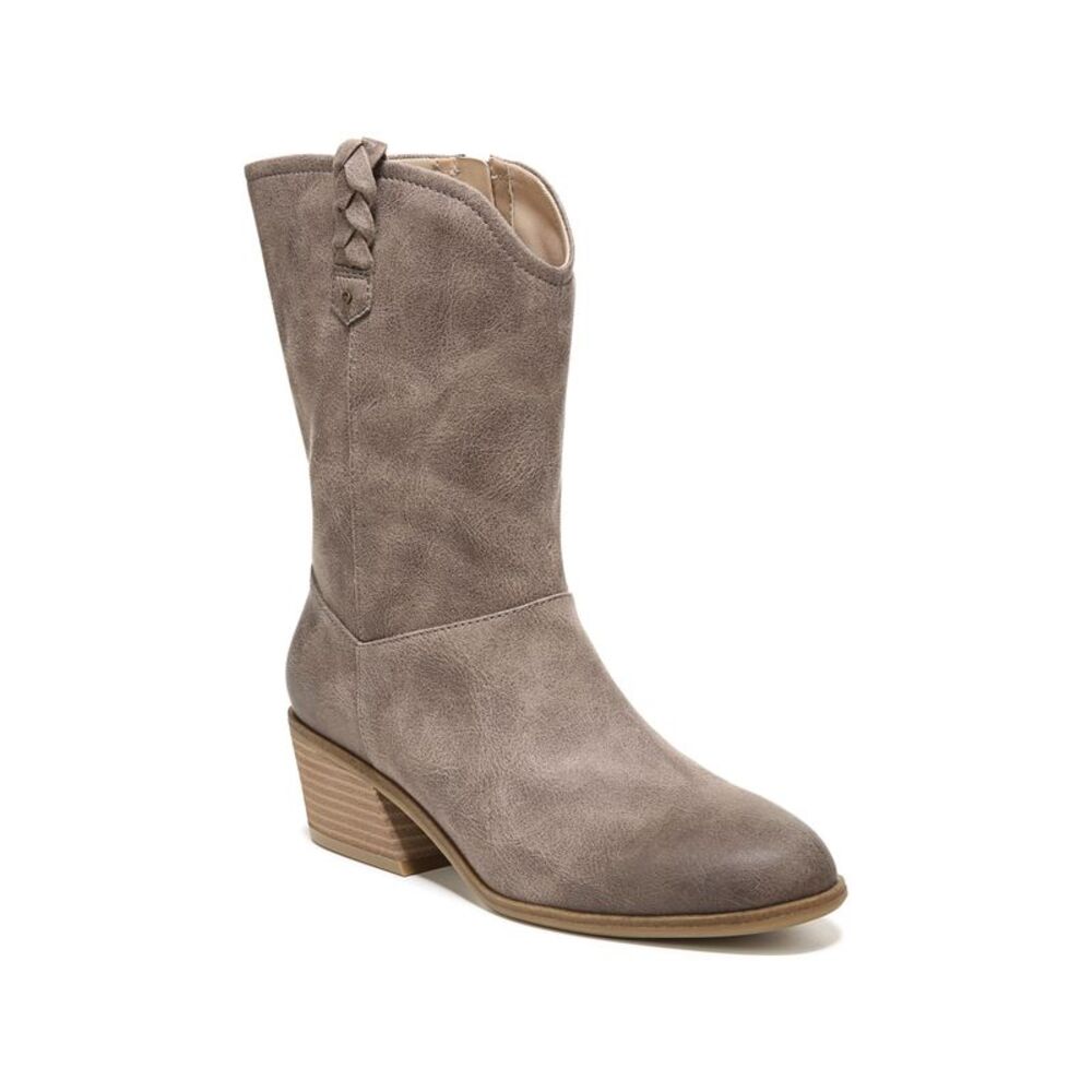 DR SCHOLLS Womens Beige Braid Layla Round Toe Block Heel Western Boot 8.5 M WC